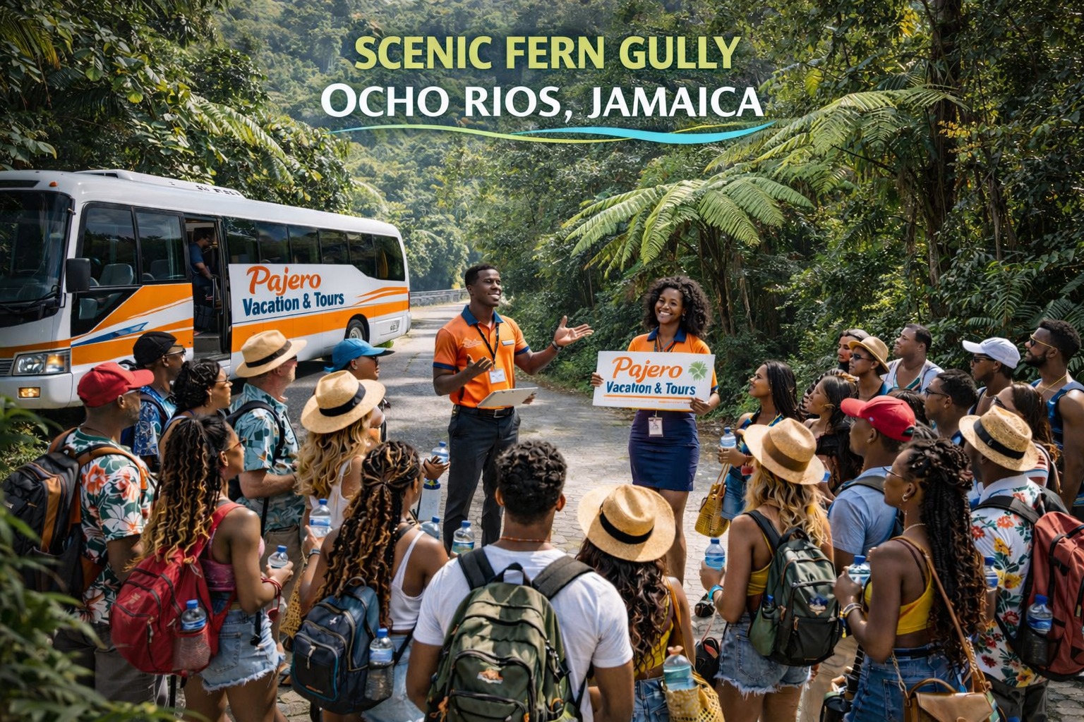 Blue Hole Secret Falls & Scenic View of Ocho Rios from Fern Gully